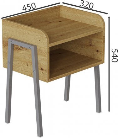 Тумба модульна Ferrum-decor Джузі 540x450x320 метал Сірий ДСП Дуб Дуб Артизан 16 мм (FRD-102987)