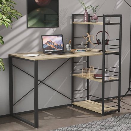 Письмовий стіл Ferrum-decor Серії Конект з етажеркою 75x120x600 чорний ДСП Дуб Сонома 16мм (FRD-104222) Письмовий стіл Ferrum-decor Серії Конект з етажеркою 75x120x600 чорний ДСП Дуб Сонома 16мм (FRD-104222)