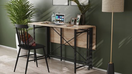 Стіл-книжка трансформер Оріон 3 Ferrum-decor 750x1150x880 Чорний метал ДСП Дуб Сан-Марино 16 мм (FRD-105082)