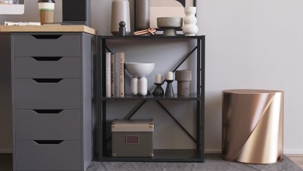 Етажерка 3/60 Ferrum-decor Серії Конект 73x60x28 чорний ДСП Сосна Кембра 16мм (FRD-104259) Етажерка 3/60 Ferrum-decor Серії Конект 73x60x28 чорний ДСП Сосна Кембра 16мм (FRD-104259)