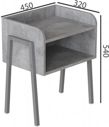 Тумба модульна Ferrum-decor Джузі 540x450x320 метал Сірий ДСП Бетон16 мм (FRD-102988)