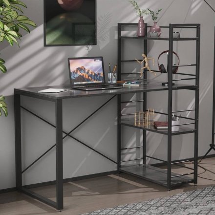 Письмовий стіл Ferrum-decor Серії Конект з етажеркою 75x120x60 чорний ДСП Сосна Кембра 16мм (FRD-104224) Письмовий стіл Ferrum-decor Серії Конект з етажеркою 75x120x60 чорний ДСП Сосна Кембра 16мм (FRD-104224)