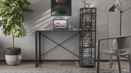 Письмовий стіл Ferrum-decor Серії Конект з етажеркою 75x120x60 чорний ДСП Сосна Кембра 16мм (FRD-104224) Письмовий стіл Ferrum-decor Серії Конект з етажеркою 75x120x60 чорний ДСП Сосна Кембра 16мм (FRD-104224)
