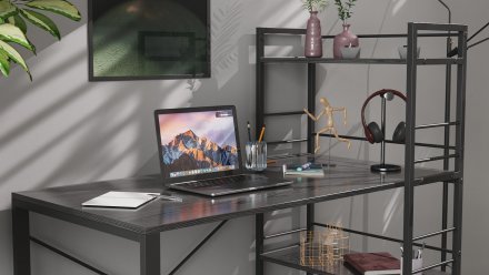 Письмовий стіл Ferrum-decor Серії Конект з етажеркою 75x120x60 чорний ДСП Сосна Кембра 16мм (FRD-104224) Письмовий стіл Ferrum-decor Серії Конект з етажеркою 75x120x60 чорний ДСП Сосна Кембра 16мм (FRD-104224)