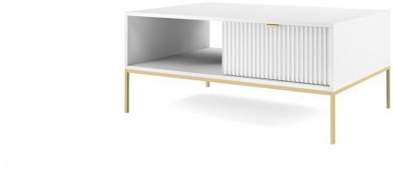 Стіл журнальний Perfect Home Нова / Nova з 2 шухлядами та золотими ніжками L104 Білий (PFH-091249) Стіл журнальний Perfect Home Нова / Nova з 2 шухлядами та золотими ніжками L104 Білий (PFH-091249)