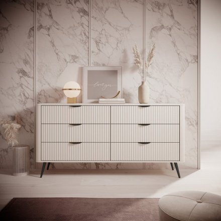 Комод Perfect Home Ланте / Lante з 6 шухлядами і чорними ніжками 6S/163 Беж (PFH-091174)