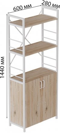 Етажерка 3/60 Ferrum-decor Серії Конект із тумбою 144x60x28 Білий ДСП Сан-Марино (FRD-104450)