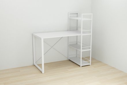 Письмовий стіл Ferrum-decor Серії Конект з етажеркою 75x120x600 білий ДСП Біле 16мм (FRD-104225)