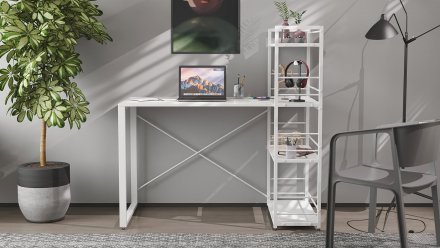 Письмовий стіл Ferrum-decor Серії Конект з етажеркою 75x120x600 білий ДСП Біле 16мм (FRD-104225)
