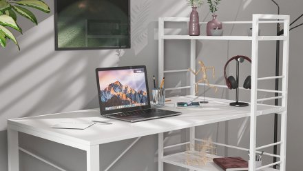Письмовий стіл Ferrum-decor Серії Конект з етажеркою 75x120x600 білий ДСП Біле 16мм (FRD-104225)