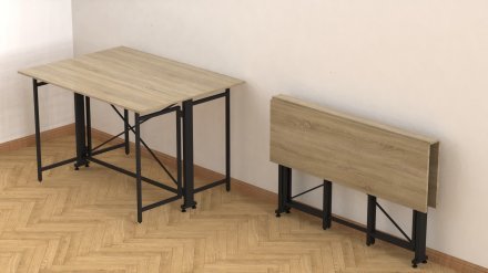 Стіл-книжка трансформер Оріон 3 Ferrum-decor 750x1150x880 Чорний метал ДСП Дуб Сонома 16 мм (FRD-105084)