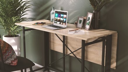 Стіл-книжка трансформер Оріон 3 Ferrum-decor 750x1150x880 Чорний метал ДСП Дуб Сонома 16 мм (FRD-105084)