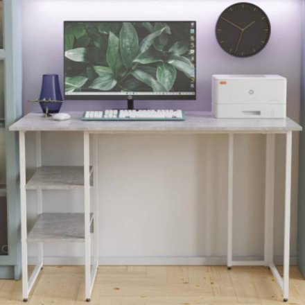 Стіл письмовий Кевін Ferrum-decor 75x120x60 Білий метал ДСП Бетон 32 мм (FRD-106553)