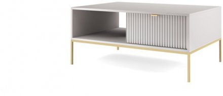 Стіл журнальний Perfect Home Нова / Nova з 2 шухлядами та золотими ніжками L104 Сірий (PFH-091252) Стіл журнальний Perfect Home Нова / Nova з 2 шухлядами та золотими ніжками L104 Сірий (PFH-091252)