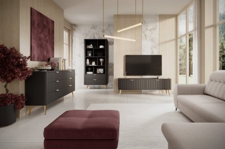 Комод Perfect Home Ланте / Lante з 6 шухлядами і золотими ніжками 6S/163 Чорний (PFH-091190)