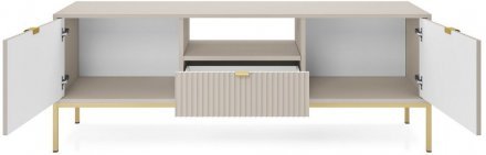 Тумба під телевізор Perfect Home Нова / Nova 2-дверна з 1 шухлядою і золотими ніжками RTV154 Кашемір (PFH-091228)
