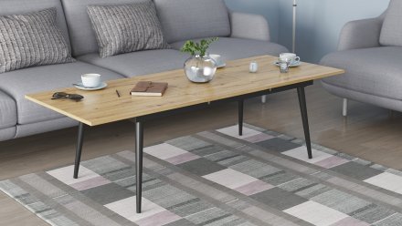 Стіл трансформер журнальний Dandi Small Ferrum-decor 45x120 160)x60 Чорний метал ДСП Дуб Артизан 16 мм (FRD-106792) Стіл трансформер журнальний Dandi Small Ferrum-decor 45x120 160)x60 Чорний метал ДСП Дуб Артизан 16 мм (FRD-106792)