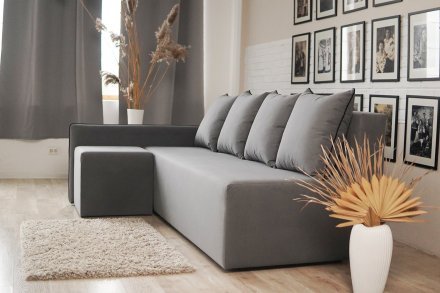 Кутовий диван ортопедичний iSmart MORRO єврокнижка 198x140 см (матрац Lux) оливковий Laura 27 (ISM-051320)