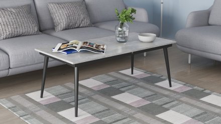 Стіл трансформер журнальний Dandi Small Ferrum-decor 45x120 160)x70 Чорний метал ДСП Бетон 16 мм (FRD-106793)