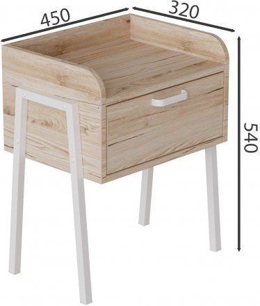 Тумба модульна Ferrum-decor Бетті 540x450x320 метал Білий ДСП Дуб Сан-Марино 16 мм (FRD-102991)