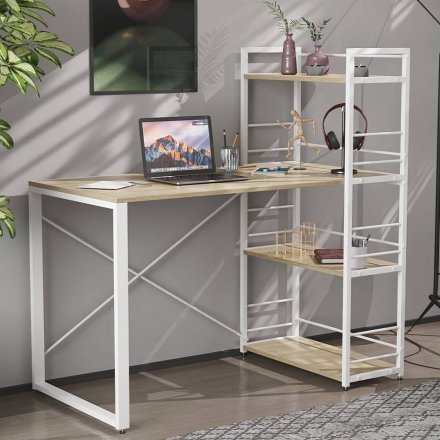 Письмовий стіл Ferrum-decor Серії Конект з етажеркою 75x120x600 білий ДСП Дуб Сонома 16мм (FRD-104227)