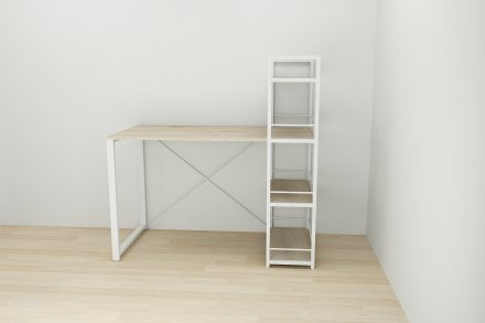 Письмовий стіл Ferrum-decor Серії Конект з етажеркою 75x120x600 білий ДСП Дуб Сонома 16мм (FRD-104227)
