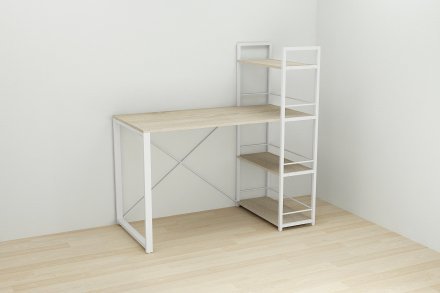 Письмовий стіл Ferrum-decor Серії Конект з етажеркою 75x120x600 білий ДСП Дуб Сонома 16мм (FRD-104227)