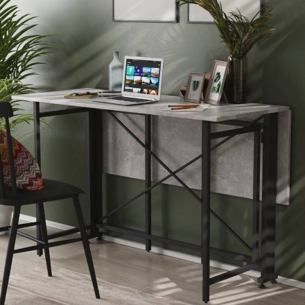 Стіл-книга трансформер Оріон 3 Ferrum-decor 750x1150x880 Чорний метал ДСП Бетон 16 мм (FRD-105087)
