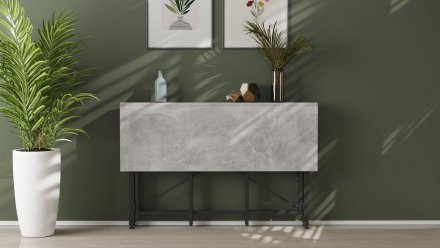 Стіл-книга трансформер Оріон 3 Ferrum-decor 750x1150x880 Чорний метал ДСП Бетон 16 мм (FRD-105087)