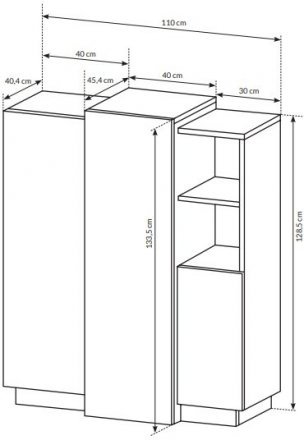Комод Perfect Home 3Д / 3D 3-дверний 3D/110 Білий/дуб крафт золотий (PFH-091042)
