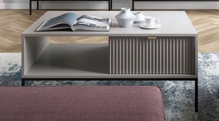 Стіл журнальний Perfect Home Нова / Nova з 2 шухлядами та чорними ніжками L104 Сірий (PFH-091250) Стіл журнальний Perfect Home Нова / Nova з 2 шухлядами та чорними ніжками L104 Сірий (PFH-091250)