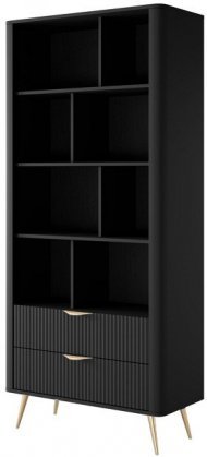 Стелаж Perfect Home Ланте / Lante 2S з 2 шухлядами і золотими ніжками Чорний (PFH-091189)