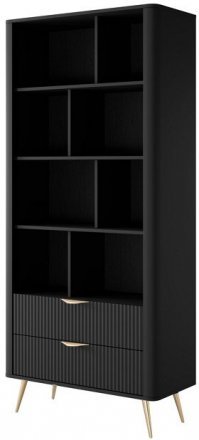 Стелаж Perfect Home Ланте / Lante 2S з 2 шухлядами і золотими ніжками Чорний (PFH-091189)