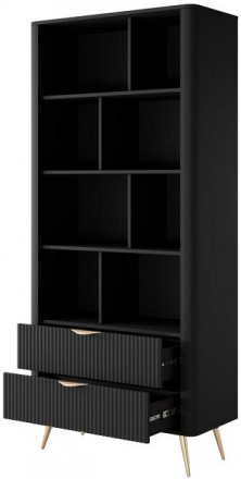 Стелаж Perfect Home Ланте / Lante 2S з 2 шухлядами і золотими ніжками Чорний (PFH-091189)