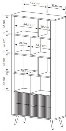 Стелаж Perfect Home Ланте / Lante 2S з 2 шухлядами і золотими ніжками Чорний (PFH-091189)