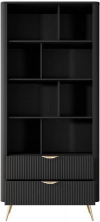 Стелаж Perfect Home Ланте / Lante 2S з 2 шухлядами і золотими ніжками Чорний (PFH-091189)