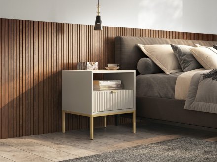 Тумба приліжкова Perfect Home Нова / Nova з 1 шухлядою і золотими ніжками S54 Кашемір (PFH-091255) Тумба приліжкова Perfect Home Нова / Nova з 1 шухлядою і золотими ніжками S54 Кашемір (PFH-091255)