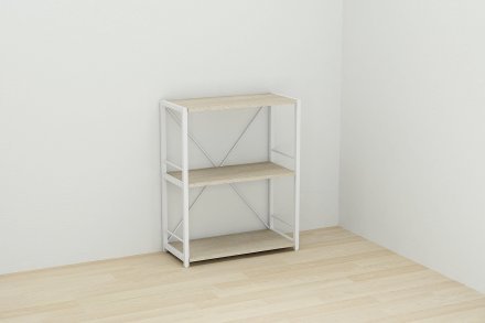 Етажерка 3/60 Ferrum-decor Серії Конект 75x60x28 білий ДСП Дуб Сонома 16мм (FRD-104263)