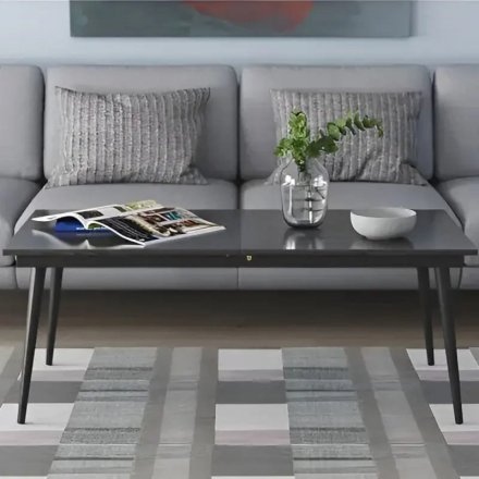 Стіл трансформер журнальний Dandi Small Ferrum-decor 45x120 160)x70 Чорний метал ДСП Сосна Кембра 16 мм (FRD-106794)