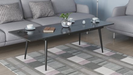 Стіл трансформер журнальний Dandi Small Ferrum-decor 45x120 160)x70 Чорний метал ДСП Сосна Кембра 16 мм (FRD-106794)