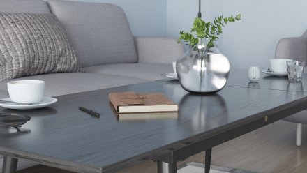 Стіл трансформер журнальний Dandi Small Ferrum-decor 45x120 160)x70 Чорний метал ДСП Сосна Кембра 16 мм (FRD-106794)