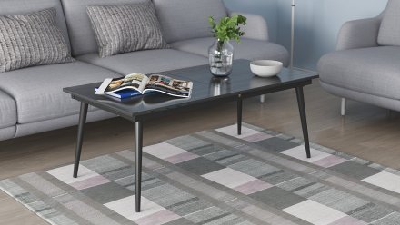 Стіл трансформер журнальний Dandi Small Ferrum-decor 45x120 160)x70 Чорний метал ДСП Сосна Кембра 16 мм (FRD-106794)