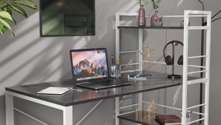 Письмовий стіл Ferrum-decor Серії Конект з етажеркою 75x120x60 білий ДСП Сосна Кембра 16мм (FRD-104229)