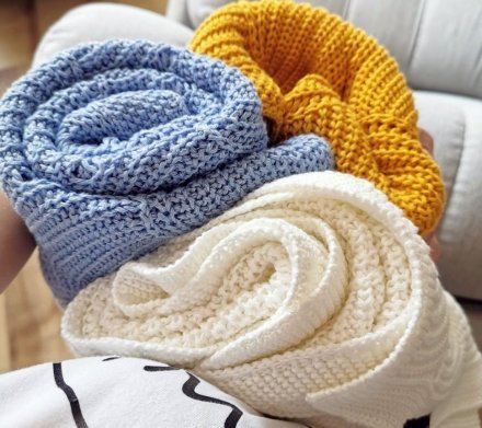 Плед плетений Shell 80x100 см Baby Blue lullalove-8085 Плед плетений Shell 80x100 см Baby Blue lullalove-8085