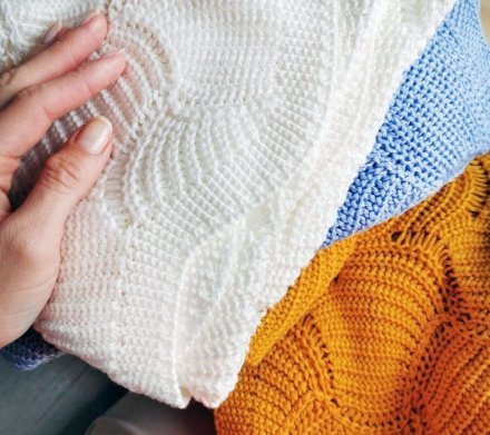 Плед плетений Shell 80x100 см Baby Blue lullalove-8085 Плед плетений Shell 80x100 см Baby Blue lullalove-8085
