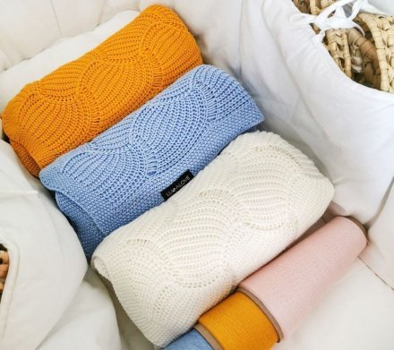 Плед плетений Shell 80x100 см Baby Blue lullalove-8085 Плед плетений Shell 80x100 см Baby Blue lullalove-8085