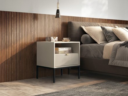 Тумба приліжкова Perfect Home Нова / Nova з 1 шухлядою і чорними ніжками S54 Кашемір (PFH-091256) Тумба приліжкова Perfect Home Нова / Nova з 1 шухлядою і чорними ніжками S54 Кашемір (PFH-091256)