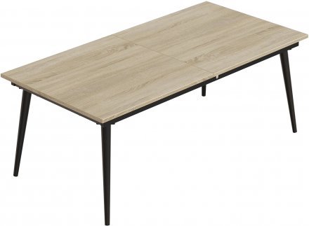 Стіл трансформер журнальний Dandi Small Ferrum-decor 45x120 160)x70 Чорний метал ДСП Дуб Сонома 16 мм (FRD-106796)