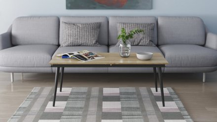 Стіл трансформер журнальний Dandi Small Ferrum-decor 45x120 160)x70 Чорний метал ДСП Дуб Сонома 16 мм (FRD-106796)