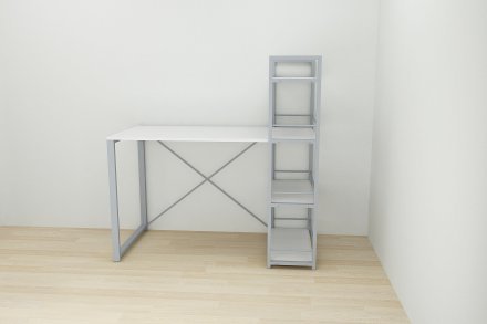 Письмовий стіл Ferrum-decor Серії Конект з етажеркою 75x120x600 сірий ДСП Біле 16мм (FRD-104230) Письмовий стіл Ferrum-decor Серії Конект з етажеркою 75x120x600 сірий ДСП Біле 16мм (FRD-104230)
